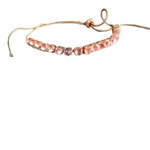 Rose Gold Tone Pink Rhinestone Adjustable Travel‎ Bracelet